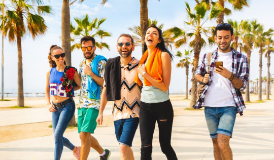 groupe d'amis, espagne, vacances